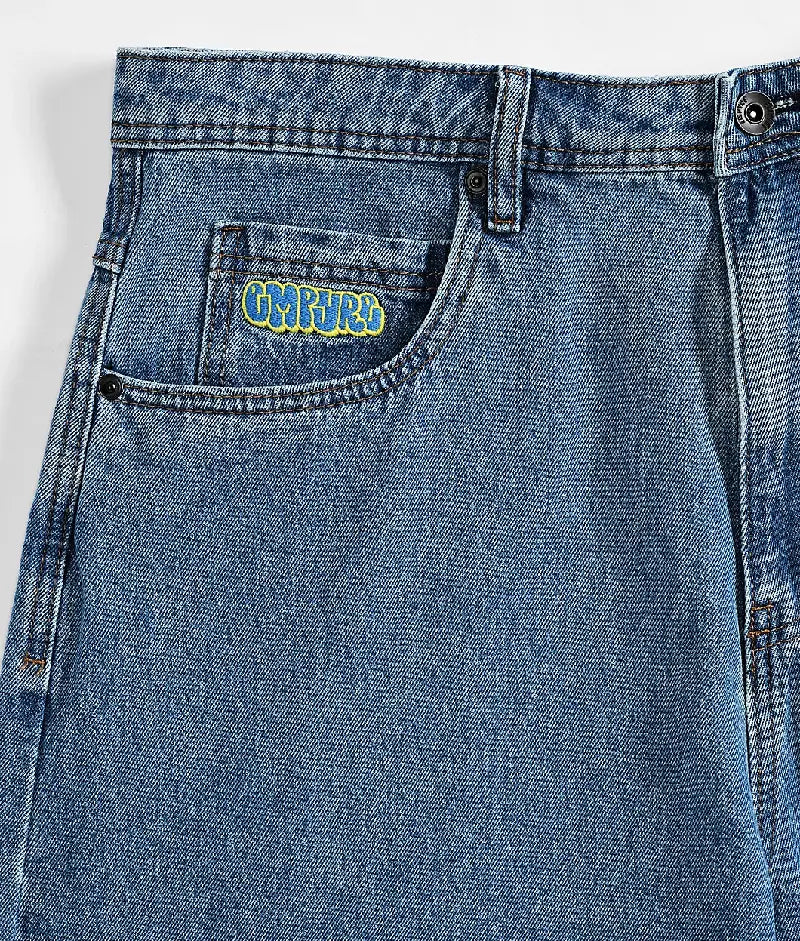 Empyre Blake Ultra Wide Blue Denim Skate Shorts