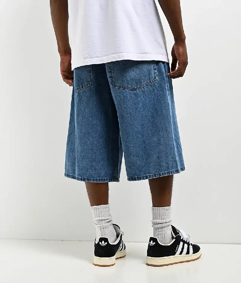 Empyre Blake Ultra Wide Blue Denim Skate Shorts