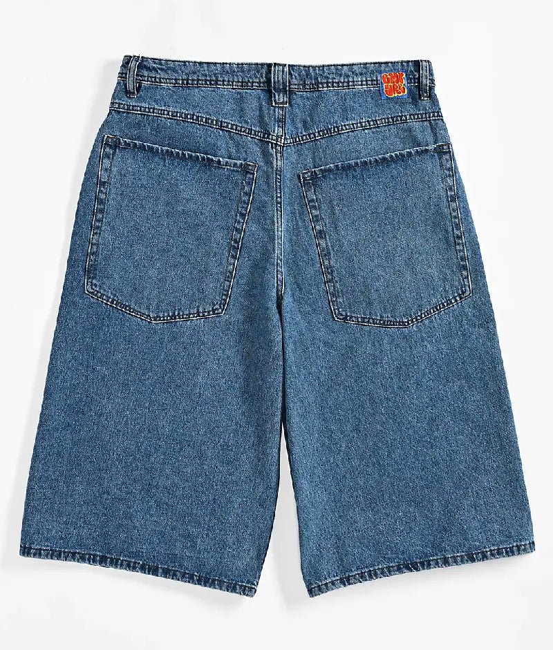 Empyre Blake Ultra Wide Blue Denim Skate Shorts