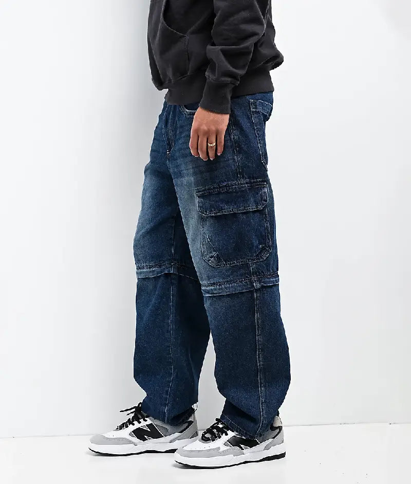 Empyre Blue Zip Off Cargo Denim Skate Jeans