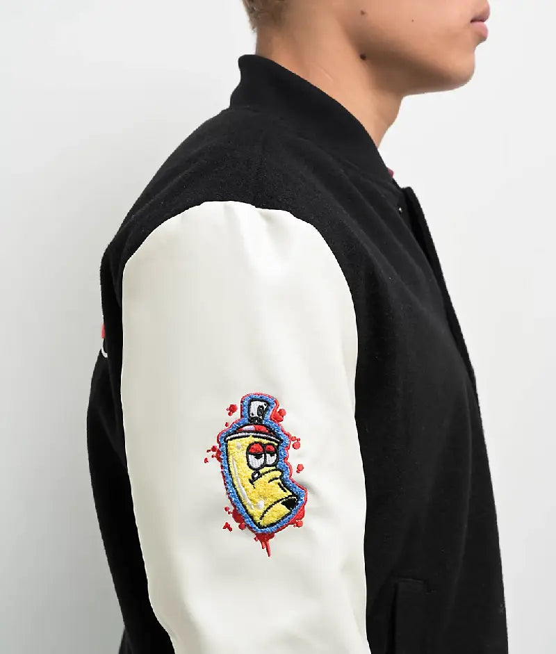 Empyre Cat A Tat Black & Cream Varsity Jacket