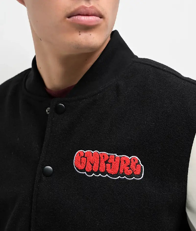 Empyre Cat A Tat Black & Cream Varsity Jacket