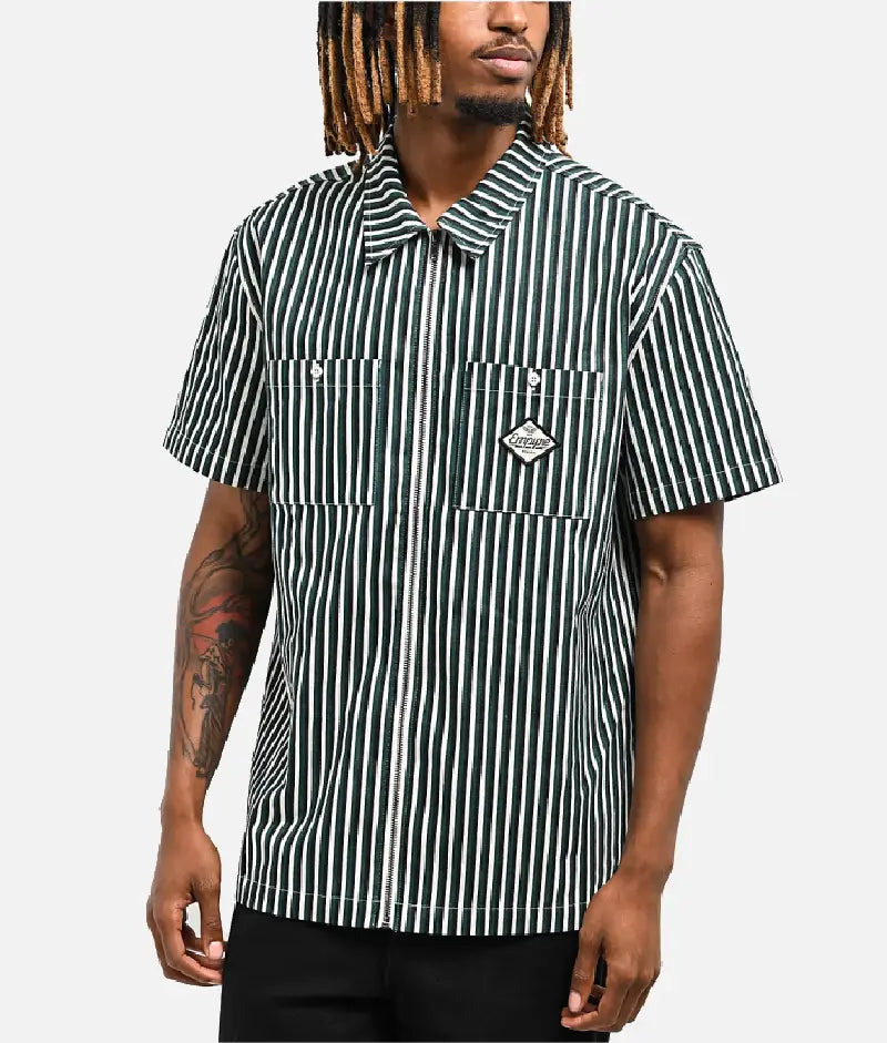 Empyre Eagle Glen Green & Black Striped Shirt