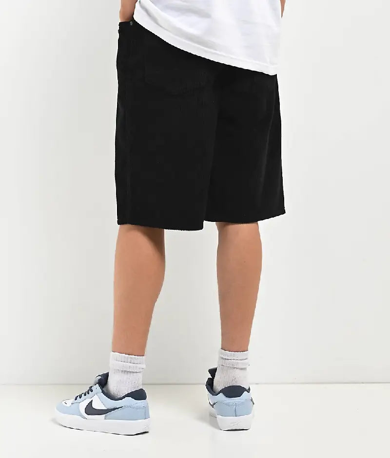 Empyre Kids Loose Fit Black Corduroy Skate Shorts