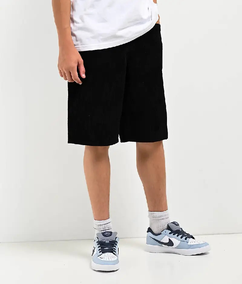 Empyre Kids Loose Fit Black Corduroy Skate Shorts