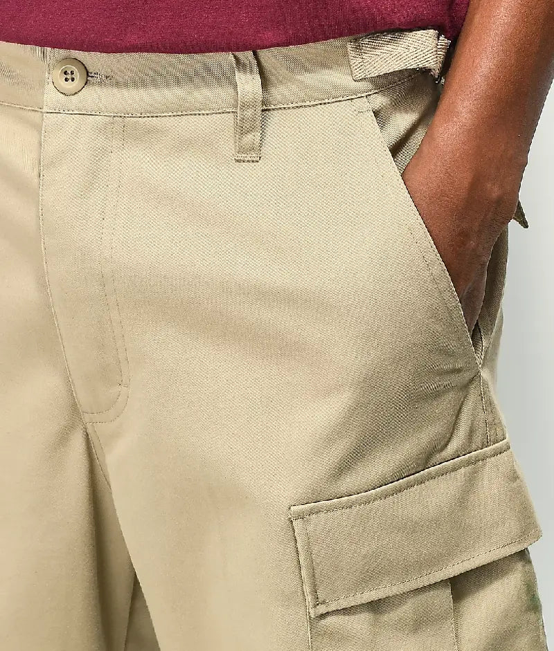 Empyre Loose Fit Khaki Cargo Skate Jeans