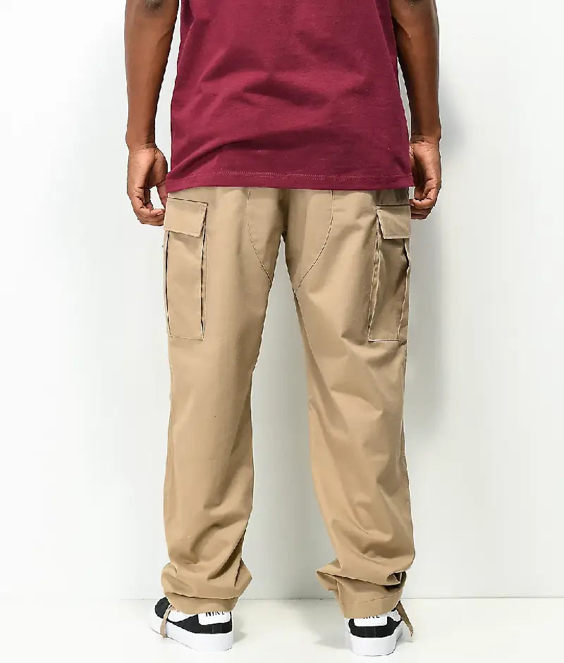 Empyre Loose Fit Khaki Cargo Skate Jeans