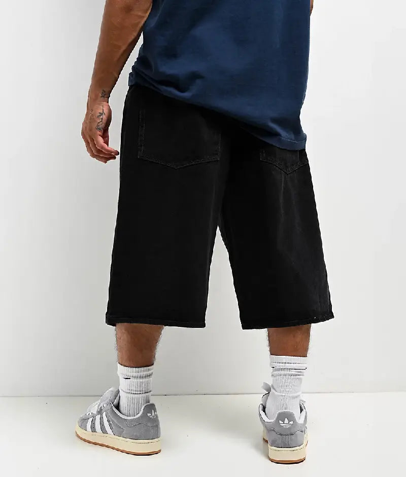 Empyre Shmutz Ultra Wide Black Denim Skate Shorts