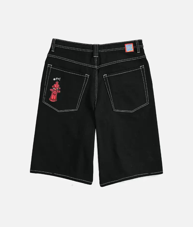 Empyre Ultra Loose Black Denim Skate Shorts