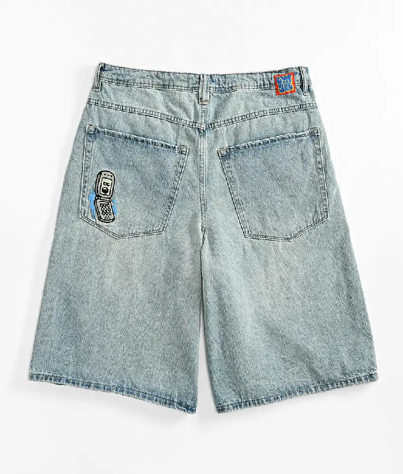 Empyre Ultra Loose Light Blue Denim Skate Shorts