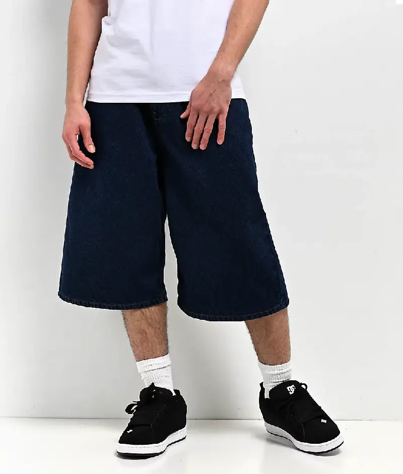 Empyre Ultra Wide Dark Blue Skate Jean Shorts